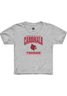 Rally Louisville Cardinals Youth Grey Tennis Short Sleeve T-Shirt