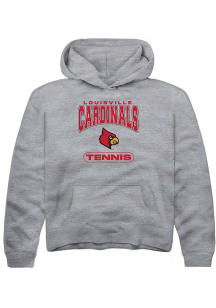 Rally Louisville Cardinals Youth Grey Tennis Long Sleeve Hoodie