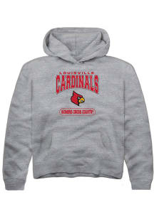 Rally Louisville Cardinals Youth Grey Womens Cross Country Long Sleeve Hoodie