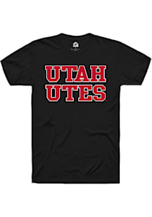 Rally Utah Utes Black Straight Block Short Sleeve T Shirt