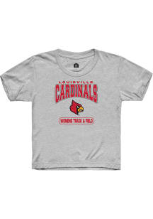 Rally Louisville Cardinals Youth Grey Womens Track &amp; Field Short Sleeve T-Shirt