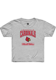 Rally Louisville Cardinals Youth Grey Volleyball Short Sleeve T-Shirt