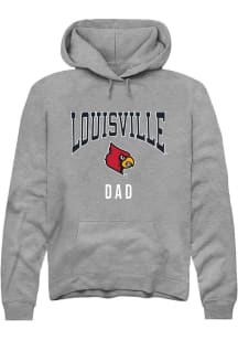 Rally Louisville Cardinals Mens Grey Dad Long Sleeve Hoodie
