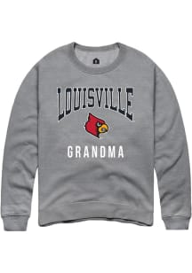Rally Louisville Cardinals Mens Grey Grandma Long Sleeve Crew Sweatshirt
