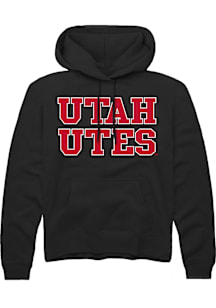 Rally Utah Utes Mens Black Straight Block Long Sleeve Hoodie