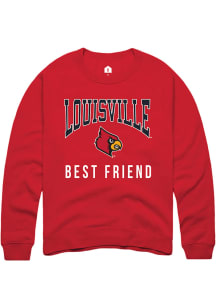 Rally Louisville Cardinals Mens Red Best Friend Long Sleeve Crew Sweatshirt