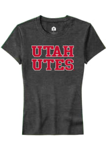 Rally Utah Utes Womens Charcoal Straight Block Short Sleeve T-Shirt