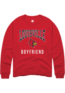Rally Louisville Cardinals Mens Red Boyfriend Long Sleeve Crew Sweatshirt