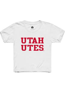 Rally Utah Utes Youth White Straight Block Short Sleeve T-Shirt