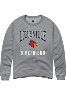 Rally Louisville Cardinals Mens Grey Girlfriend Long Sleeve Crew Sweatshirt