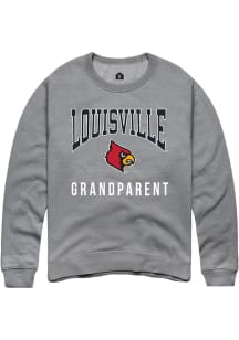 Rally Louisville Cardinals Mens Grey Grandparent Long Sleeve Crew Sweatshirt