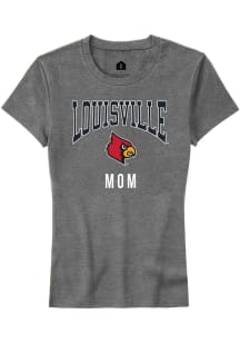 Rally Louisville Cardinals Womens Grey Mom Short Sleeve T-Shirt