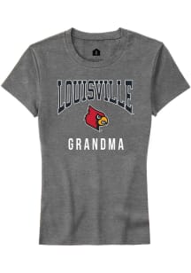 Rally Louisville Cardinals Womens Grey Grandma Short Sleeve T-Shirt