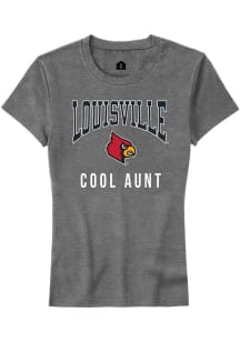Rally Louisville Cardinals Womens Grey Cool Aunt Short Sleeve T-Shirt