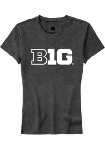 Rally Big Ten Womens Charcoal Primary Logo Short Sleeve T-Shirt