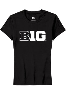 Rally Big Ten Womens Black Primary Logo Short Sleeve T-Shirt