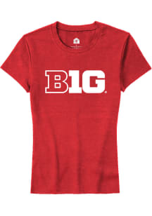 Rally Big Ten Womens Red Primary Logo Short Sleeve T-Shirt
