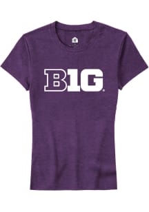 Rally Big Ten Womens Purple Primary Logo Short Sleeve T-Shirt