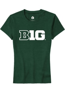 Rally Big Ten Womens Green Primary Logo Short Sleeve T-Shirt