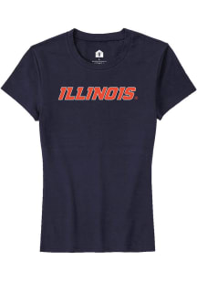 Rally Illinois Fighting Illini Womens Navy Blue Wordmark Short Sleeve T-Shirt