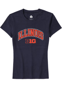 Rally Illinois Fighting Illini Womens Navy Blue Arch Logo Short Sleeve T-Shirt