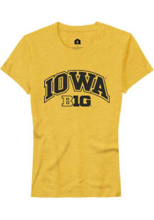 Rally Iowa Hawkeyes Womens Yellow Arch Logo Short Sleeve T-Shirt