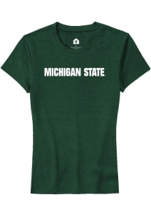 Rally Michigan State Spartans Womens Green Wordmark Short Sleeve T-Shirt