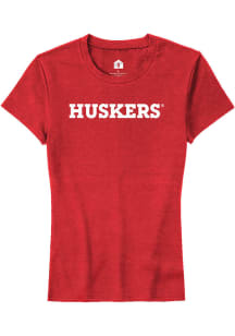 Rally Nebraska Cornhuskers Womens Red Wordmark Short Sleeve T-Shirt