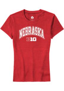 Rally Nebraska Cornhuskers Womens Red Arch Logo Short Sleeve T-Shirt