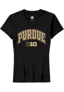 Rally Purdue Boilermakers Womens Black Arch Logo Short Sleeve T-Shirt
