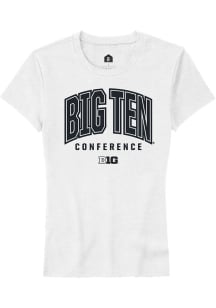 Rally Big Ten Womens White Arch Logo Short Sleeve T-Shirt