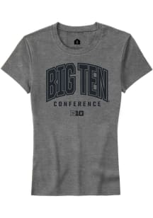 Rally Big Ten Womens Grey Arch Logo Short Sleeve T-Shirt