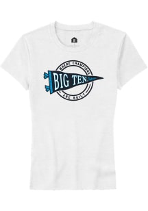 Rally Big Ten Womens White Pennant Short Sleeve T-Shirt