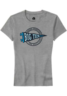 Rally Big Ten Womens Grey Pennant Short Sleeve T-Shirt