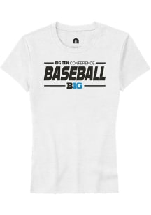 Rally Big Ten Womens White Baseball Short Sleeve T-Shirt