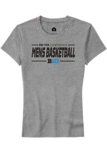 Rally Big Ten Womens Grey Mens Basketball Short Sleeve T-Shirt