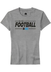 Rally Big Ten Womens Grey Football Short Sleeve T-Shirt