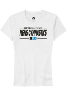 Rally Big Ten Womens White Mens Gymnastics Short Sleeve T-Shirt