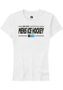 Big Ten White Rally Mens Ice Hockey Short Sleeve T-Shirt