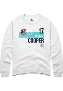 Michelle Cooper  Rally KC Current Mens White Player Teal Block Neutrals Long Sleeve Crew Sweatsh..