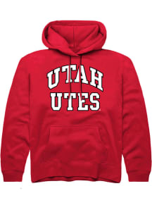 Rally Utah Utes Youth Red Arch Stack Long Sleeve Hoodie