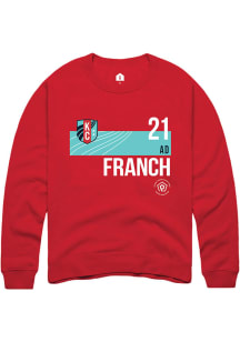 AD Franch  Rally KC Current Mens Red Player Teal Block Long Sleeve Crew Sweatshirt