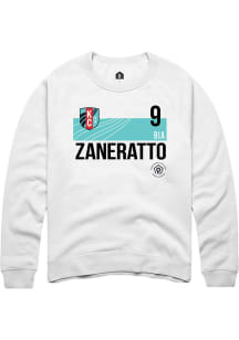 Bia Zaneratto  Rally KC Current Mens White Player Teal Block Neutrals Long Sleeve Crew Sweatshir..