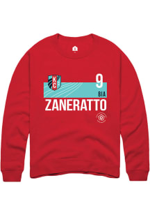 Bia Zaneratto  Rally KC Current Mens Red Player Teal Block Long Sleeve Crew Sweatshirt