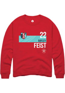 Bayley Feist  Rally KC Current Mens Red Player Teal Block Long Sleeve Crew Sweatshirt