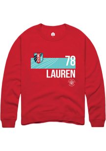 Lauren  Rally KC Current Mens Red Player Teal Block Long Sleeve Crew Sweatshirt
