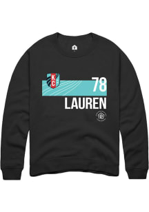 Lauren  Rally KC Current Mens Black Player Teal Block Long Sleeve Crew Sweatshirt