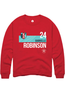 Gabrielle Robinson  Rally KC Current Mens Red Player Teal Block Long Sleeve Crew Sweatshirt