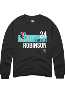Gabrielle Robinson  Rally KC Current Mens Black Player Teal Block Long Sleeve Crew Sweatshirt