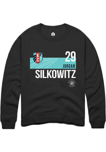 Jordan Silkowitz  Rally KC Current Mens Black Player Teal Block Long Sleeve Crew Sweatshirt